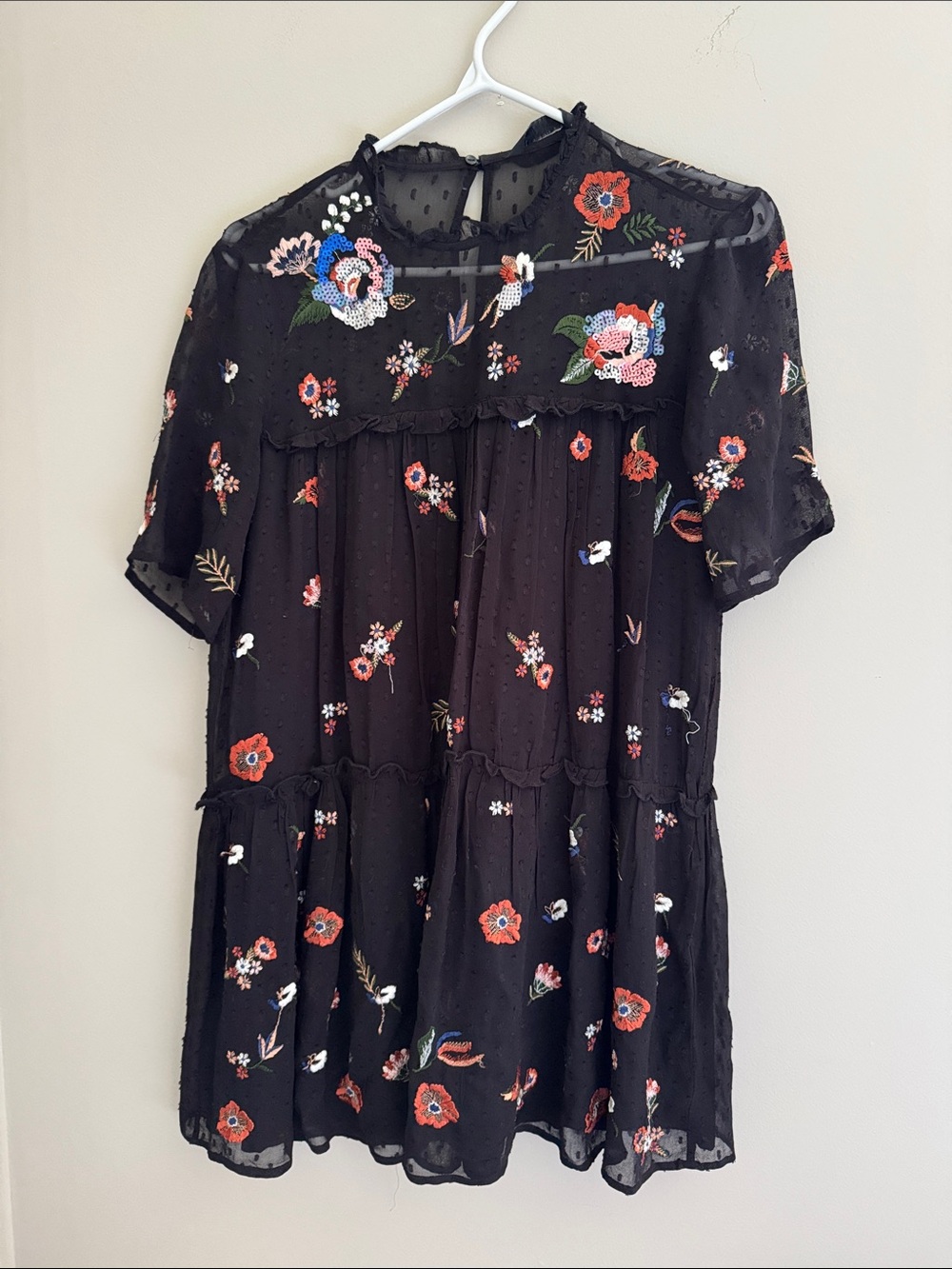 ZARA EMBROIDERED FLORAL DRESS